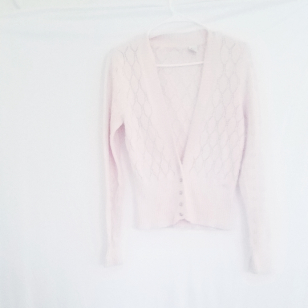 Phosphorus  womens pink size medium rabbit hair cardigan sweater